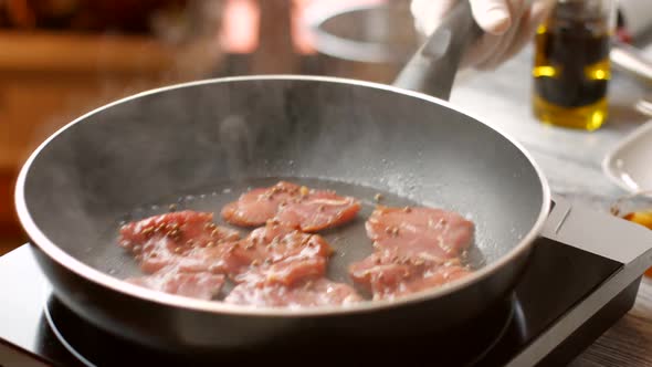 Meat on Frying Pan.