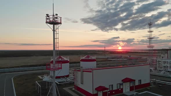 Sunrise Over an Oil and Gas Field