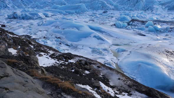 Iceland Blue Glacier Ice Chunks In Winter