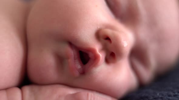 Infant Sleeps in the Crib Snoring Peacefully