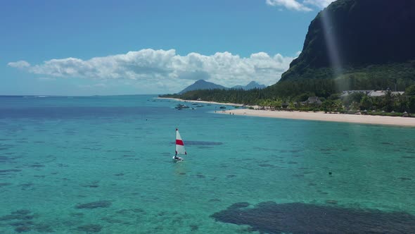 Elderly Man Sailing on Yacht at the Indian Ocean