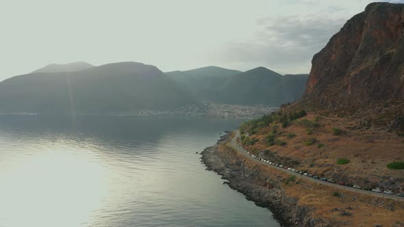 View from the sea of promenade in Greece