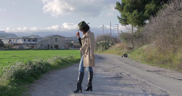 Young Girl with Boots and Brown Jacket