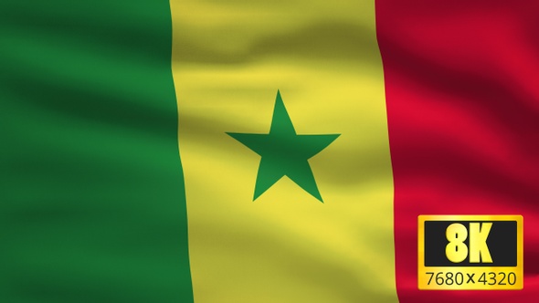 8K Senegal Windy Flag Background