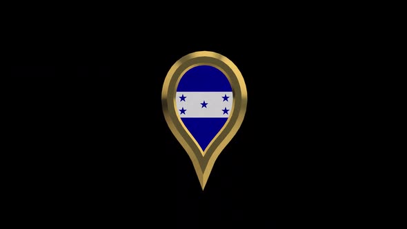 Honduras Flag 3D Rotating Location Gold Pin Icon