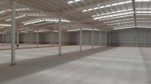 Panoramic View of an Empty Warehouse