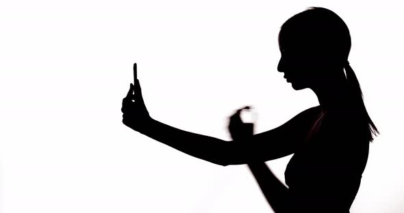 Woman Silhouette Social Media Girl Selfie on Phone