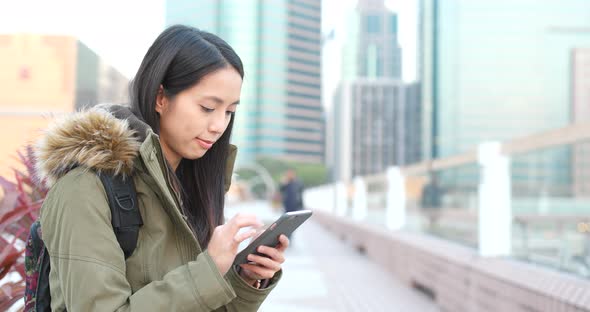 Woman use of mobile phone