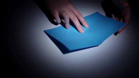 Origami Boat. Time Lapse. Closeup