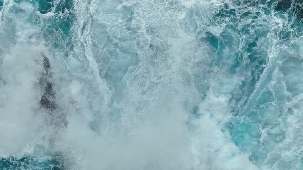 Stormy Powerful Waves in Open Atlantic Ocean