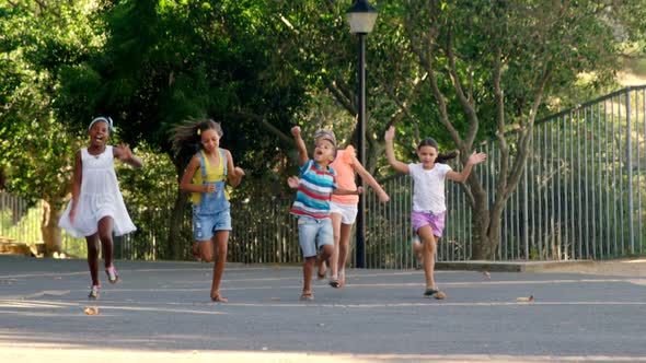 School kids running in school campus