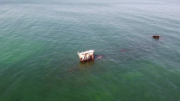 Sweeping Aerial Orbit Over The Alkimos Shipwreck, Perth