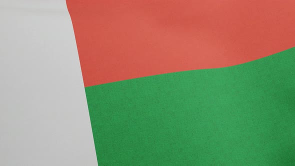 National Flag of Madagascar Waving Original Size and Colors 3D Render Sainani Madagasikara or