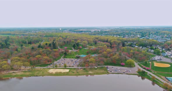 Top View of the City Park with Trees Lawn Ecosystem Healthy Environment