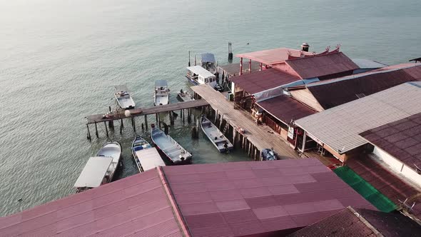 Aerial view Chew Jetty tourism spot no people