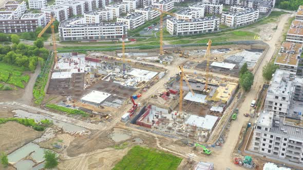 Construction of a new residential area. Aerial view