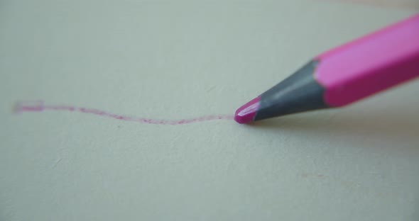 Purple Graphite Pencil Color Draws a Straight Line on a White Background of Paper Special Paper for