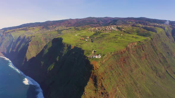 Flying Around the Ponta Do Pargo Lighthouse in the Madeira Islands Portugal