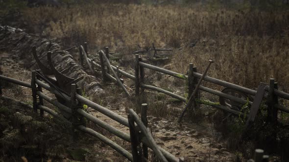 Ancient Wooden Village in Country Side