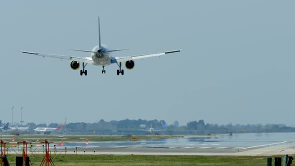 Commercial Airliner Landing at Barcelona International Airport