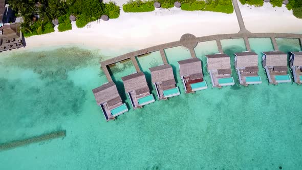 Drone landscape of island beach voyage by sea and sand background