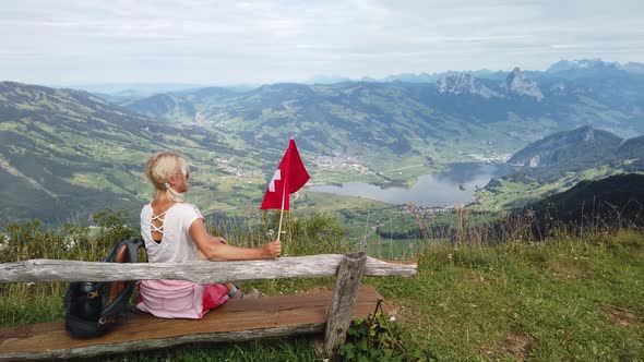 Backpacker Woman at Rigi Scheidegg