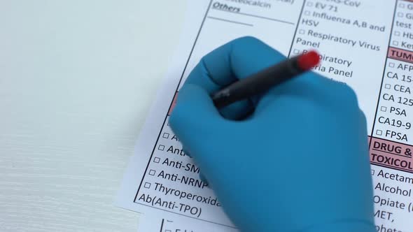 ANA Profile Doctor Checking Disease in Lab Blank Showing Blood Sample in Tube