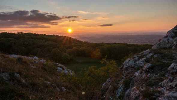 Sunset in beautiful nature. Time lapse, Czech republic