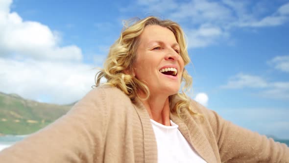 Beautiful woman enjoying on beach