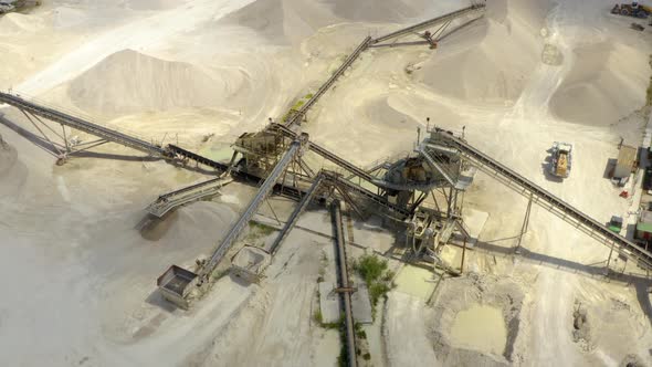 Aerial view of sand quarry, 