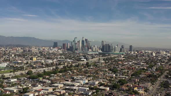 Downtown Los Angeles Aerial Push In