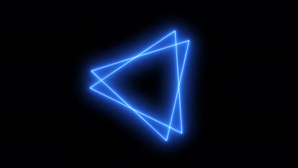 Blue Neon Light Triangle Spinning Animated Background