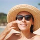 Young Woman Applying Sunscreen on Face Skin at Tropical Island Beach - VideoHive Item for Sale