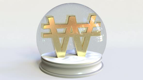 Glass Snowball with Korean Won Symbol Inside