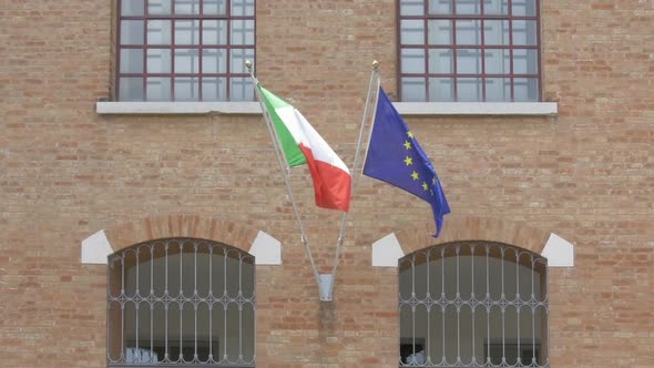 Flag of Italy and Flag of Europe
