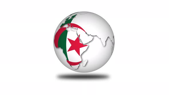 Algeria Flag 3d Planet Rotated Animated