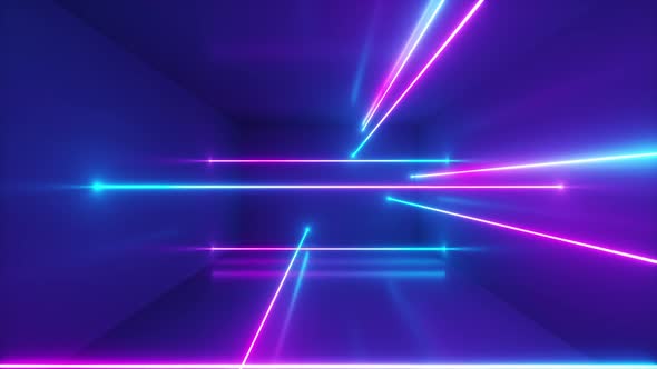 Abstract Background, Moving Neon Rays