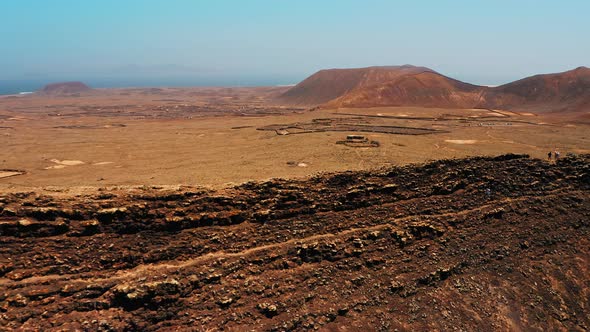 Flying Around the Slope of a Huge Volcanic Crater