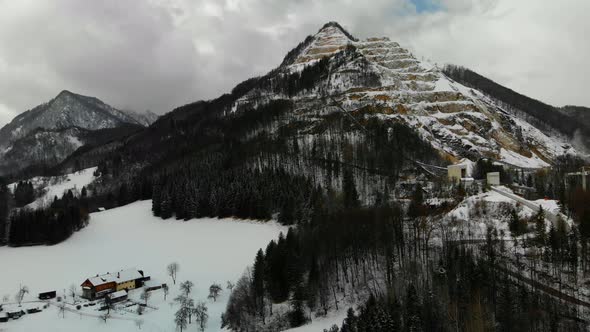 Beautiful view on a lime factory and an mountain drone video