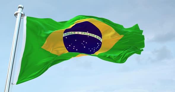 Brazillian Republic Flag Waving loop 4K