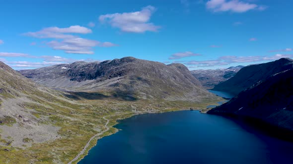 Beautiful Lake surrounded by green mountains