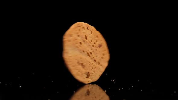 Slow motion of cookie spinning