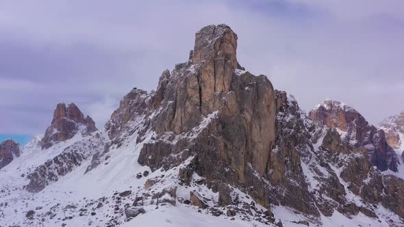 Ra Gusela Mountain Near Giau Pass in Winter