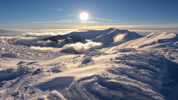 Epic Morning Sunrise in Winter Alps Mountains Peaceful Nature