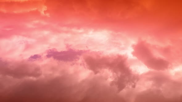 Time Lapse of a Beautiful Vivid Coral Purple Orange Sky at Sunset with Clouds