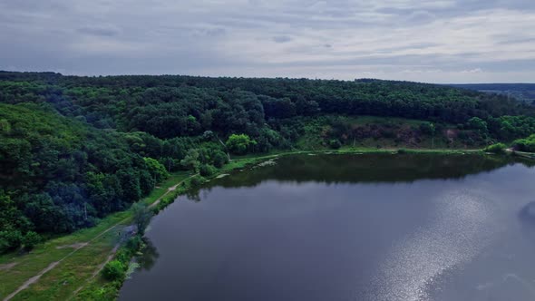 Aerial View Small Dam on the River