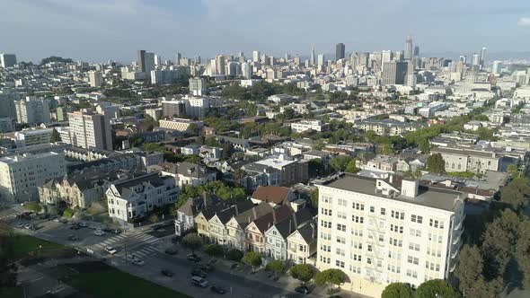 Aerial view of "Painted Ladies" houses