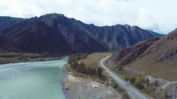 Altai Mountain Road And River