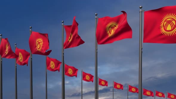 The Kyrgyzstan Flags Waving In The Wind  - 2K