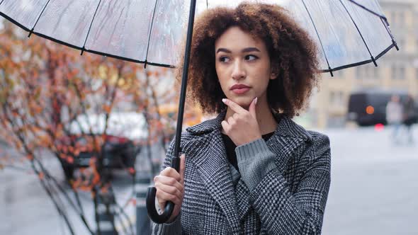 Thinking African American Pensive Girl Woman Deep in Thoughts Thinking About Plan Female Pondering